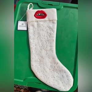Jonathan Adler Lips Beaded Stocking